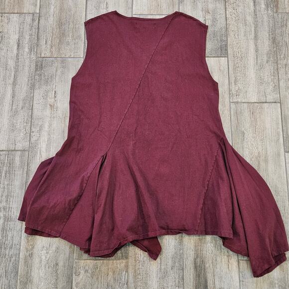 Free People Beach Fresca Dress Size M Maroon Red Cotton Oversized Flowy Mini - Picture 5 of 9